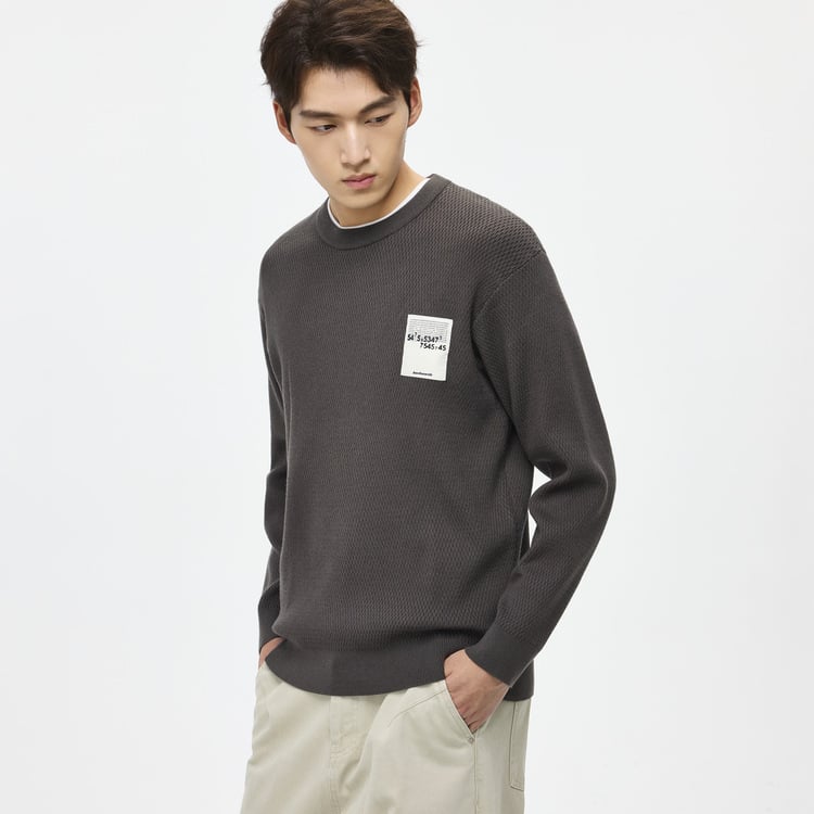 Lyocell Tencel vuneni muški casual pleteni džemper s okruglim izrezom, dugi rukav, slobodan kroj, tanak, jesen 2025