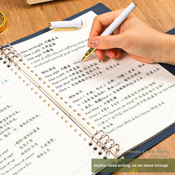 Prozirni bilježnica s razdvojenim listovima, meka kožna kućišta, odvojivi blok bilježnica, Dowling papir, 60 listova, 8 rupa