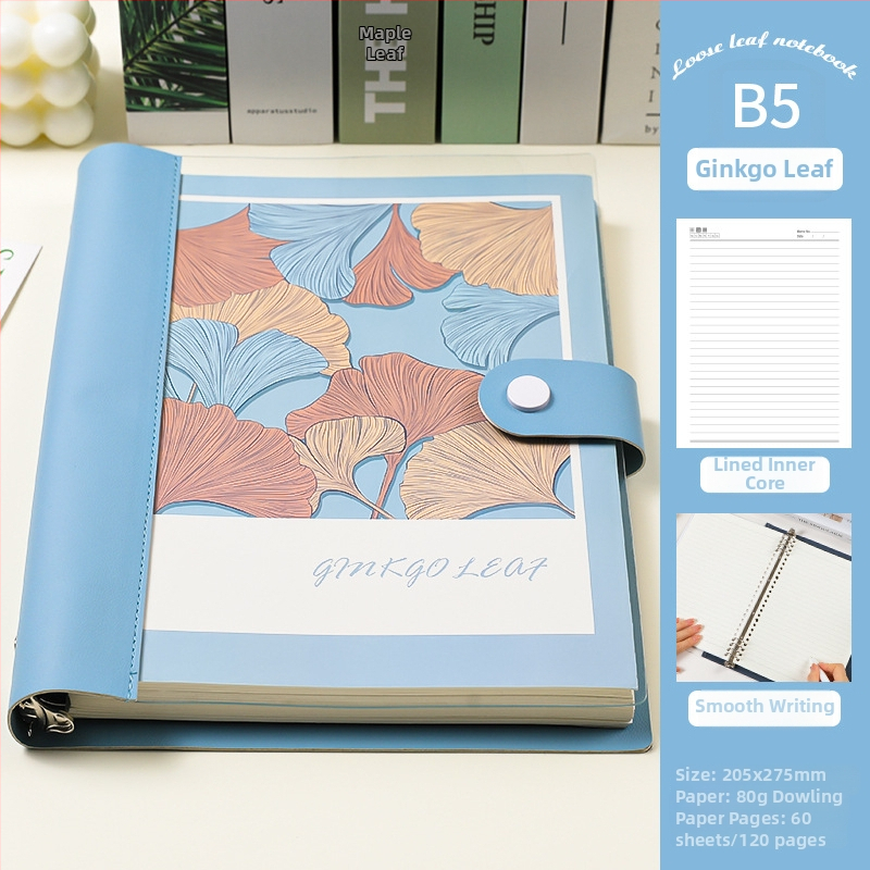 Prozirni bilježnica s razdvojenim listovima, meka kožna kućišta, odvojivi blok bilježnica, Dowling papir, 60 listova, 8 rupa