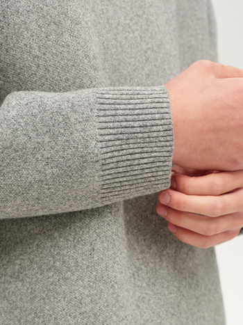 Muški debeli pleteni pulover s ovratnikom tipa lapel i polu-zipom, 66–70% vuna, poliester vlakna