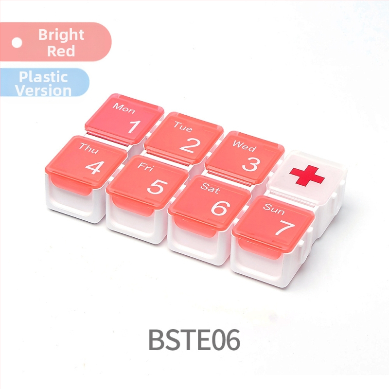 Kutija za tablete s podijeljenim pretincima i digitalnim vremenskim podsjetnikom, prijenosna (Model BSTE00, PP plastika)