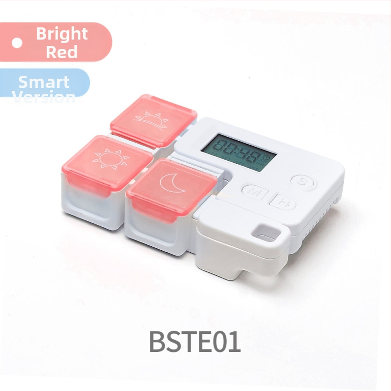 Kutija za tablete s podijeljenim pretincima i digitalnim vremenskim podsjetnikom, prijenosna (Model BSTE00, PP plastika)