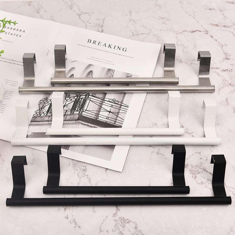 Suport pentru prosoape din oțel inoxidabil 430, cu un singur braț, montaj fără găuri, pe ușă/dulap, finisaj vopsit, încărcare 50 kg, 1 nivel