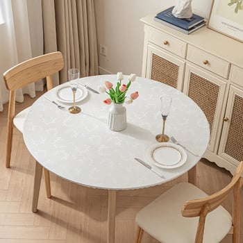 Калъф за кръгла маса - Водоустойчив, маслоустойчив, не се мие, луксозен, висок клас европейски стил, еластичен калъф за кръгла въртяща се маса с пълно покритие