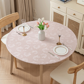 Калъф за кръгла маса - Водоустойчив, маслоустойчив, не се мие, луксозен, висок клас европейски стил, еластичен калъф за кръгла въртяща се маса с пълно покритие