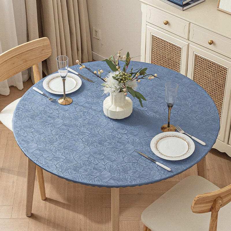 Калъф за кръгла маса - Водоустойчив, маслоустойчив, не се мие, луксозен, висок клас европейски стил, еластичен калъф за кръгла въртяща се маса с пълно покритие