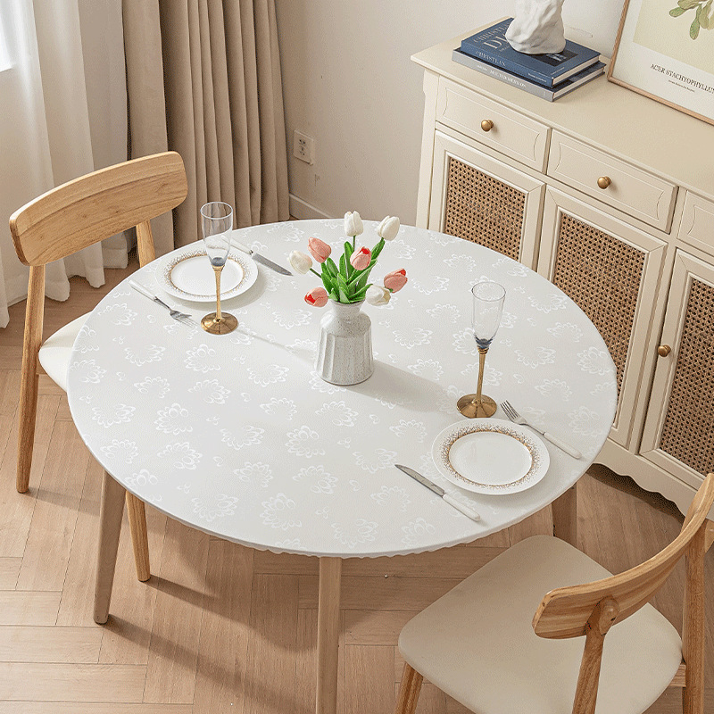 Калъф за кръгла маса - Водоустойчив, маслоустойчив, не се мие, луксозен, висок клас европейски стил, еластичен калъф за кръгла въртяща се маса с пълно покритие