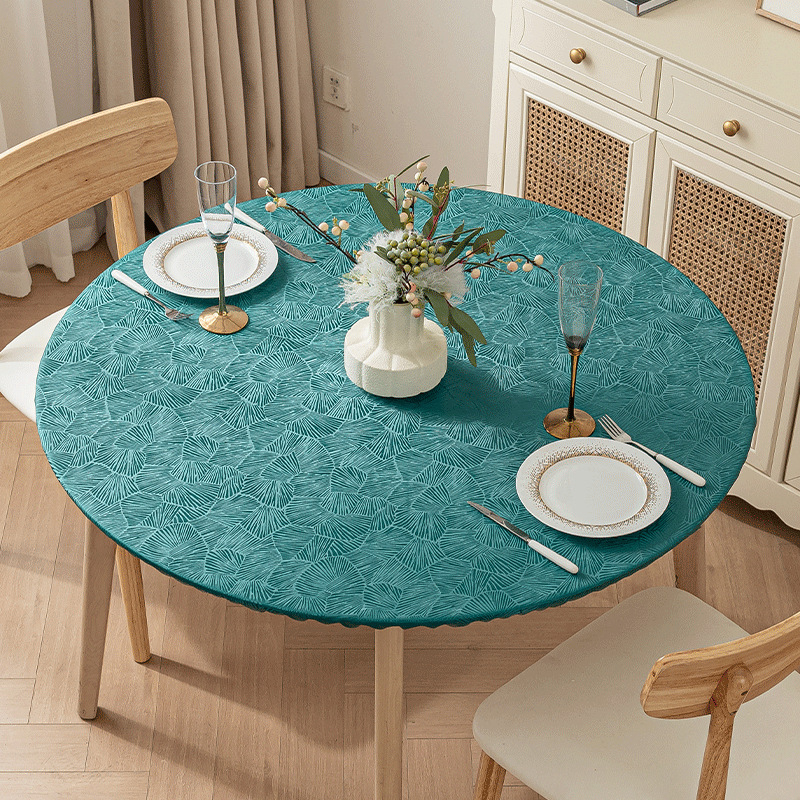 Калъф за кръгла маса - Водоустойчив, маслоустойчив, не се мие, луксозен, висок клас европейски стил, еластичен калъф за кръгла въртяща се маса с пълно покритие