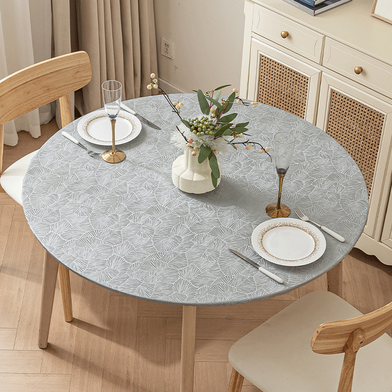 Калъф за кръгла маса - Водоустойчив, маслоустойчив, не се мие, луксозен, висок клас европейски стил, еластичен калъф за кръгла въртяща се маса с пълно покритие