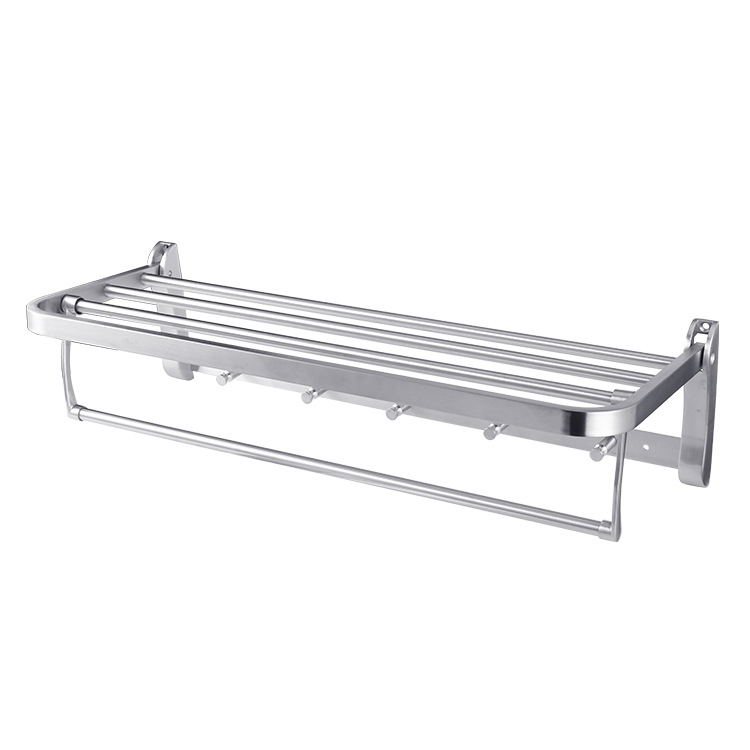 Ράγα πετσετών μπάνιου από ανοξείδωτο χάλυβα – Διπλής στρώσης αποθήκευση, 304 ανοξείδωτος χάλυβας, φόρτωση έως 5 kg, επιφάνεια λείανσης