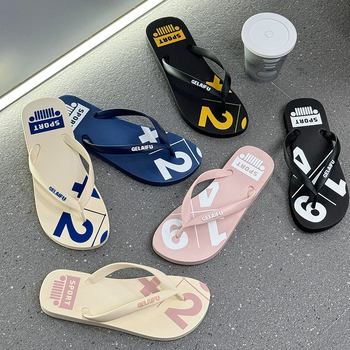 Muške ljetne japanke u korejskom stilu, ravne, jednofarbne, s remenom između prstiju, plaža