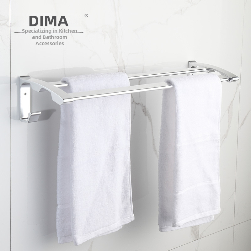 Zidni nosač za ručnike od aluminijske legure, anodna oksidacija, nosivost 10 kg, dvije razine, moderni stil
