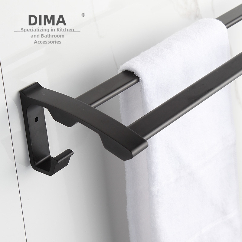 Zidni nosač za ručnike od aluminijske legure, anodna oksidacija, nosivost 10 kg, dvije razine, moderni stil