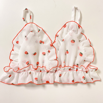 Set grudnjaka s trokutastim košaricama, tanko oblikovani košarice, prozračan materijal od chiffona, fiksni dvostruki remeni