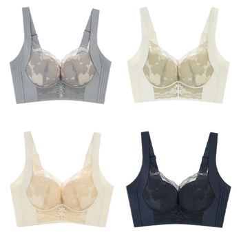 Čipkasti grudnjak s košaricama 3/4, nylonske oblikovane košarice, stražnje petredno kopčanje, bočna podrška