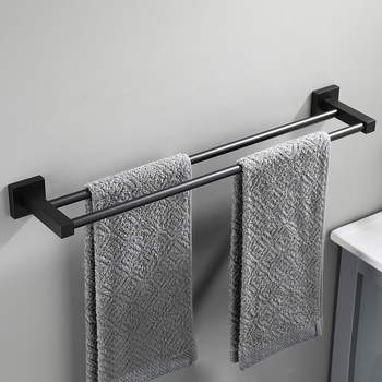 Držač za ručnike od svemirskog aluminija, 2 sloja, dvostruke šipke, kvadratni dizajn, nosivost 10 kg