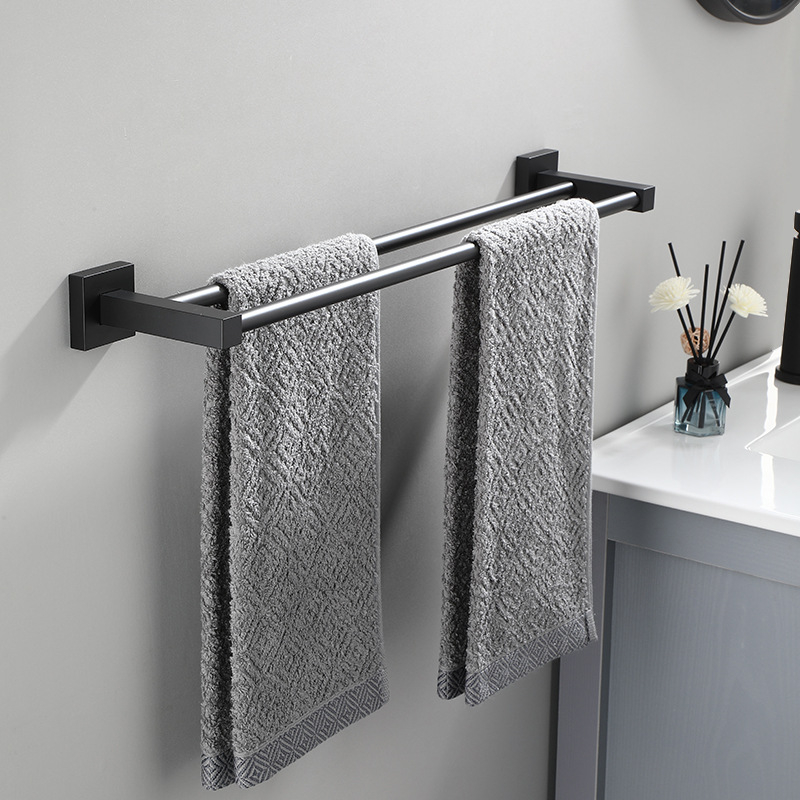 Držač za ručnike od svemirskog aluminija, 2 sloja, dvostruke šipke, kvadratni dizajn, nosivost 10 kg