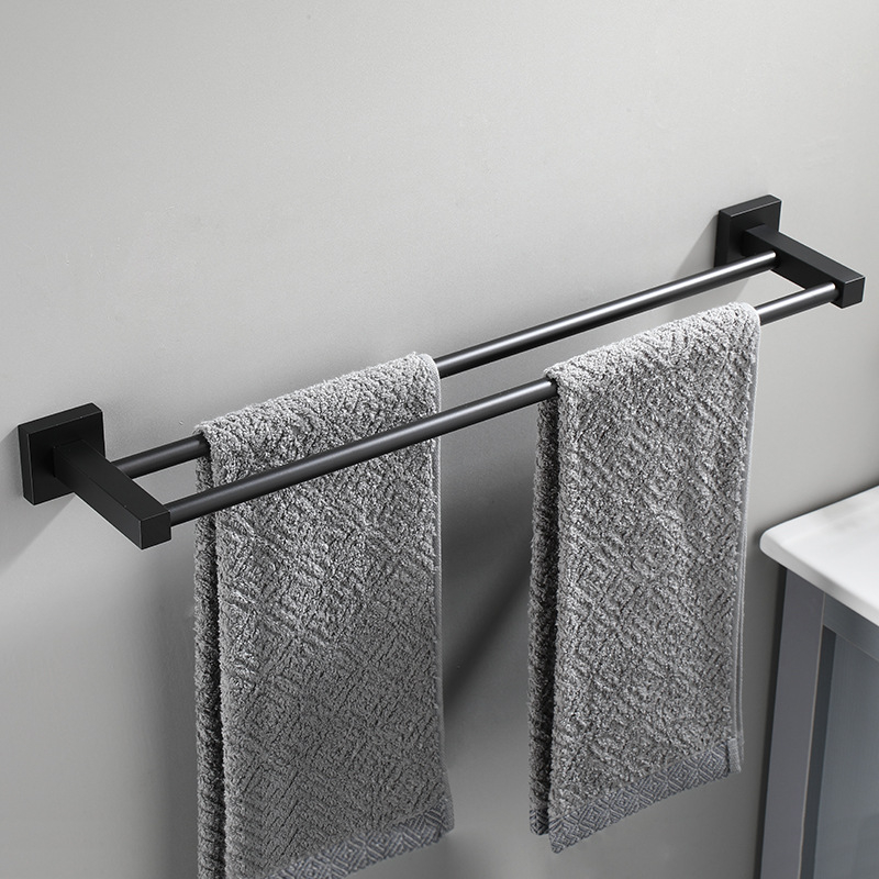 Držač za ručnike od svemirskog aluminija, 2 sloja, dvostruke šipke, kvadratni dizajn, nosivost 10 kg