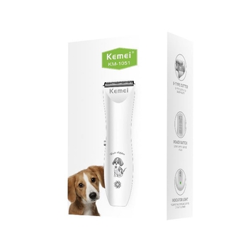 Подстригвач за коса Kemei KM-1051, акумулаторен, нисък шум, нож от неръждаема стомана, подходящ за домашни любимци, модел KM-1051, мощност 3