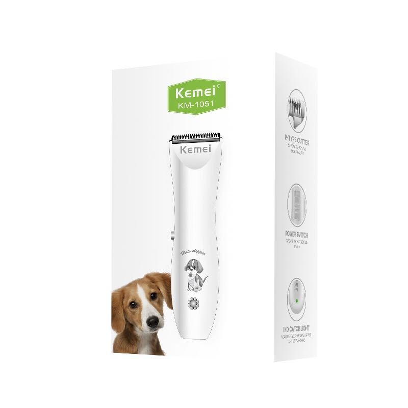 Подстригвач за коса Kemei KM-1051, акумулаторен, нисък шум, нож от неръждаема стомана, подходящ за домашни любимци, модел KM-1051, мощност 3