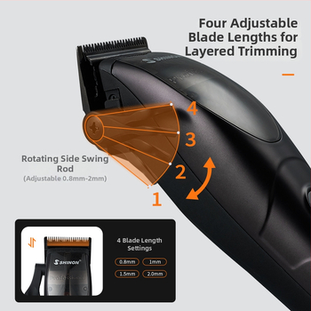 Mașină de tuns păr profesională pentru barbă – reîncărcabilă, baterie încorporată 1200–2000 mAh, lamă din oțel inoxidabil, zgomot 46–70 dB