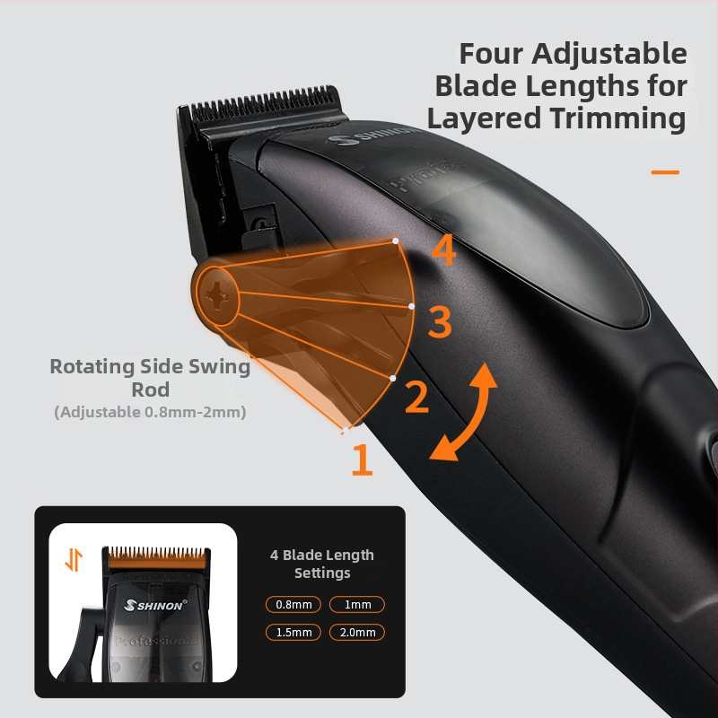 Mașină de tuns păr profesională pentru barbă – reîncărcabilă, baterie încorporată 1200–2000 mAh, lamă din oțel inoxidabil, zgomot 46–70 dB