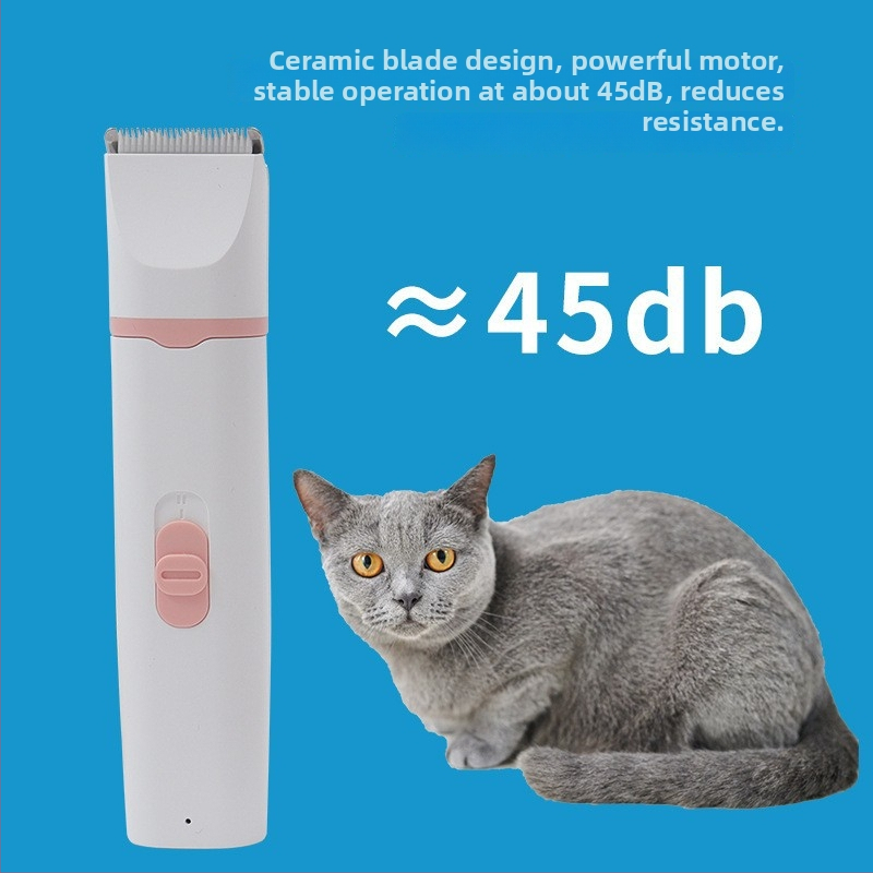 Set za njegu dlake kućnih ljubimaca — Dva u jednom s zamjenjivim glavama za mačke i pse, za tijelo i šape, ABS, nehrđajući čelik, keramika; Type-C brzo punjenje 5V/1A