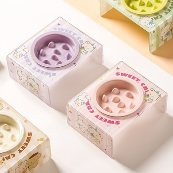 Vas ceramic pentru animale de companie cu alimentare lentă pentru câini și pisici, anti-sufocare, vas înalt pentru pisici