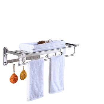 Raft pentru prosoape din oțel inoxidabil, cu două etaje, finisaj lucios, marca Olga, baie, depozitare