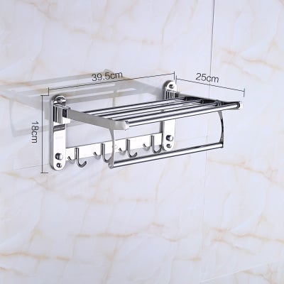 Raft pentru prosoape din oțel inoxidabil, cu două etaje, finisaj lucios, marca Olga, baie, depozitare