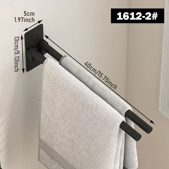 Držač ručnika, sklopivi, bez bušenja, nehrđajući čelik, 2 razine, nosivost 10 kg