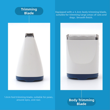 Set za podrezivanje kućnih ljubimaca 2 u 1 za mačke i pse, s zamjenjivim dvostrukim glavama za rezanje, oštrice od keramike i nehrđajućeg čelika, brzo USB-C punjenje 5V 1A.