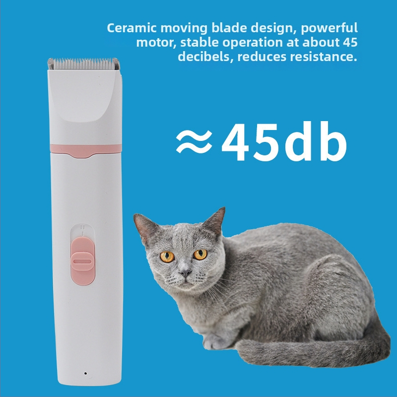 Set za podrezivanje kućnih ljubimaca 2 u 1 za mačke i pse, s zamjenjivim dvostrukim glavama za rezanje, oštrice od keramike i nehrđajućeg čelika, brzo USB-C punjenje 5V 1A.