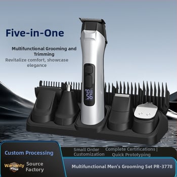 Mașină de tuns păr Cinci în Unu pentru profesioniști: motor fără perii, lamă ceramică, baterie încorporată, lamă lavabilă detașabilă, încărcare
