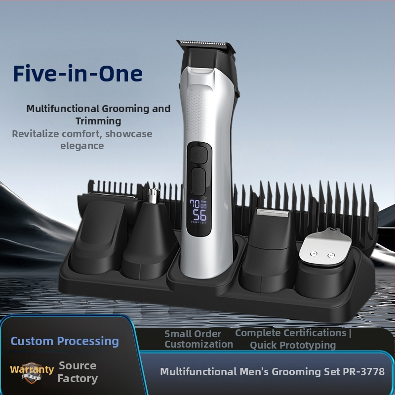 Mașină de tuns păr Cinci în Unu pentru profesioniști: motor fără perii, lamă ceramică, baterie încorporată, lamă lavabilă detașabilă, încărcare