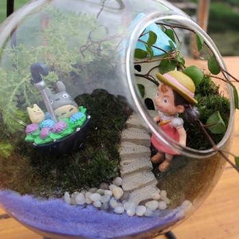 Staklena vaza za mikro krajolike, viseći ukras, idiličan stil, površinska tehnologija 7919158