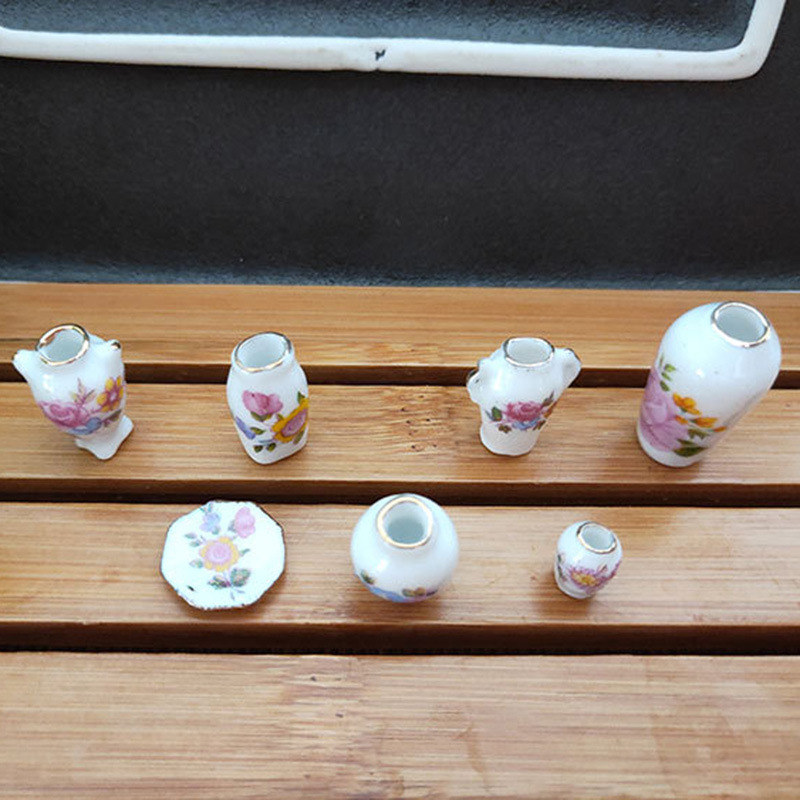 Σετ κεραμικών βάζων για κουκλόσπιτο, 7 τεμάχια, μίνι διακόσμηση Pocket Story