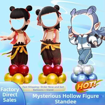 Decor de scenă pentru petrecerea de ziua de naștere cu Nezha, Ao Bing și Taiyi Zhenren – figurine pe plăci KT și baloane (Material: plastic; Import: Nu; IP: Nu; Destinat evenimentelor sportive)