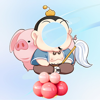 Decor de scenă pentru petrecerea de ziua de naștere cu Nezha, Ao Bing și Taiyi Zhenren – figurine pe plăci KT și baloane (Material: plastic; Import: Nu; IP: Nu; Destinat evenimentelor sportive)