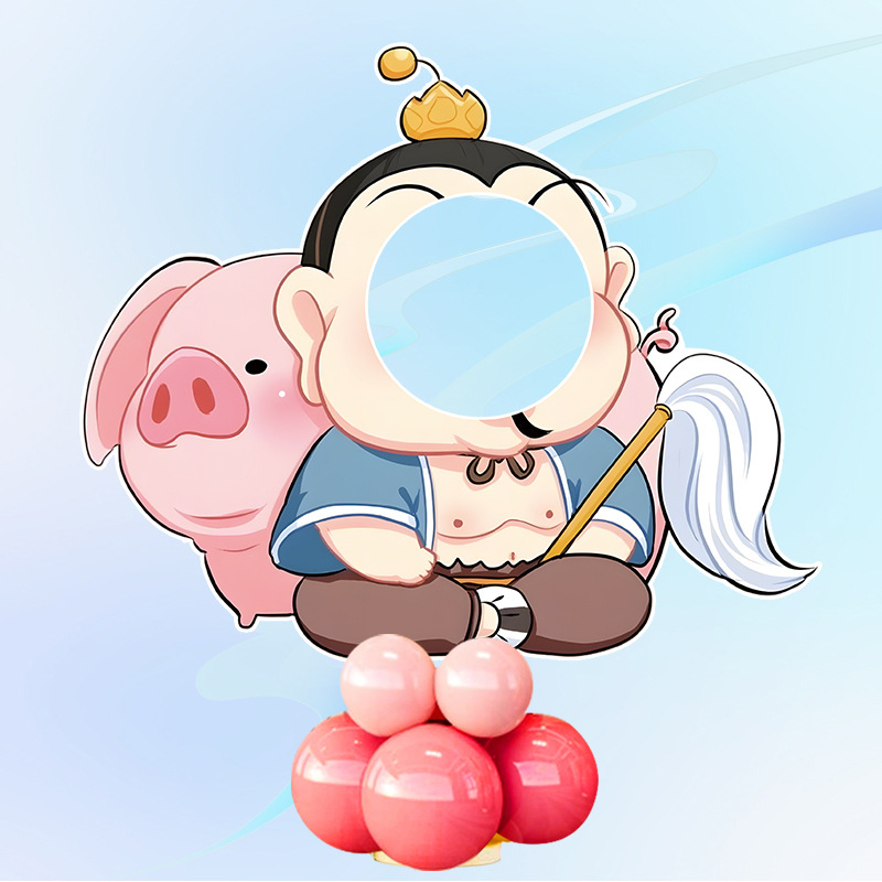 Decor de scenă pentru petrecerea de ziua de naștere cu Nezha, Ao Bing și Taiyi Zhenren – figurine pe plăci KT și baloane (Material: plastic; Import: Nu; IP: Nu; Destinat evenimentelor sportive)