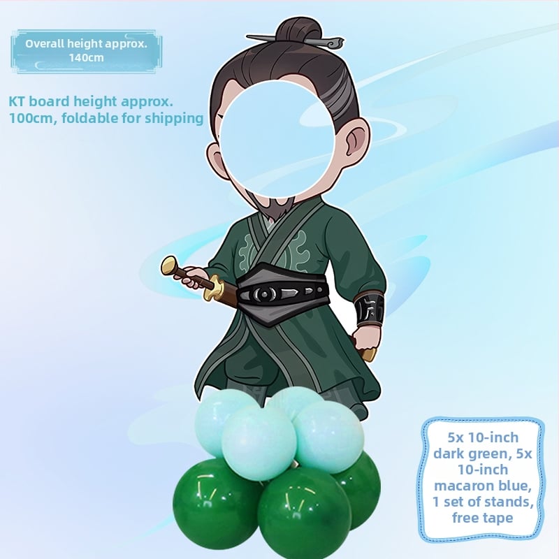 Decor de scenă pentru petrecerea de ziua de naștere cu Nezha, Ao Bing și Taiyi Zhenren – figurine pe plăci KT și baloane (Material: plastic; Import: Nu; IP: Nu; Destinat evenimentelor sportive)