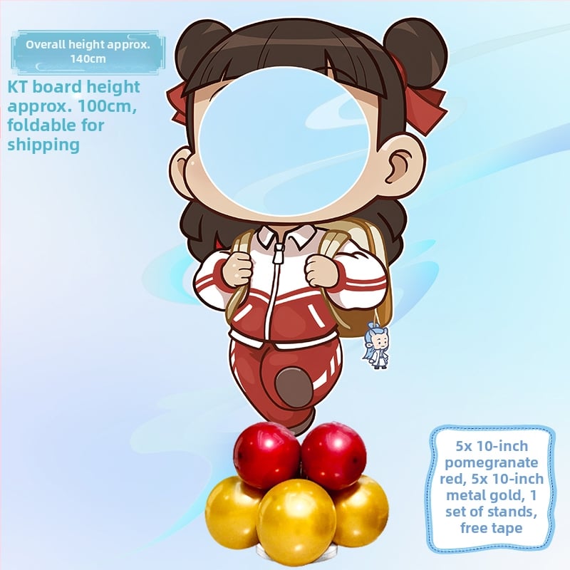 Decor de scenă pentru petrecerea de ziua de naștere cu Nezha, Ao Bing și Taiyi Zhenren – figurine pe plăci KT și baloane (Material: plastic; Import: Nu; IP: Nu; Destinat evenimentelor sportive)