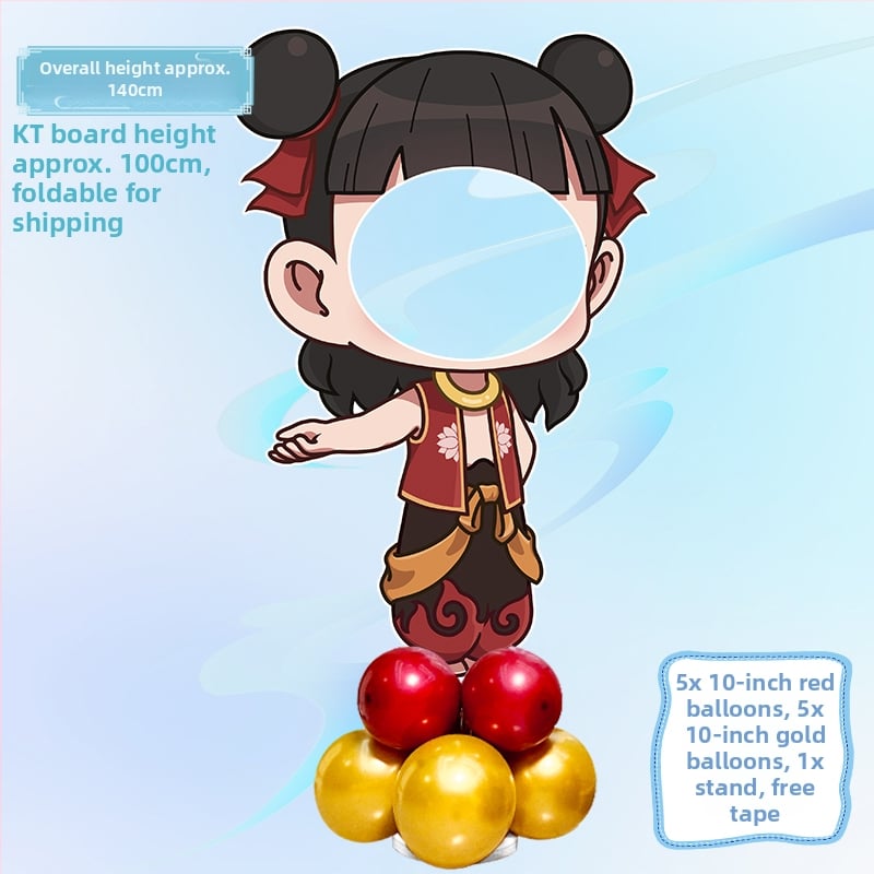 Decor de scenă pentru petrecerea de ziua de naștere cu Nezha, Ao Bing și Taiyi Zhenren – figurine pe plăci KT și baloane (Material: plastic; Import: Nu; IP: Nu; Destinat evenimentelor sportive)