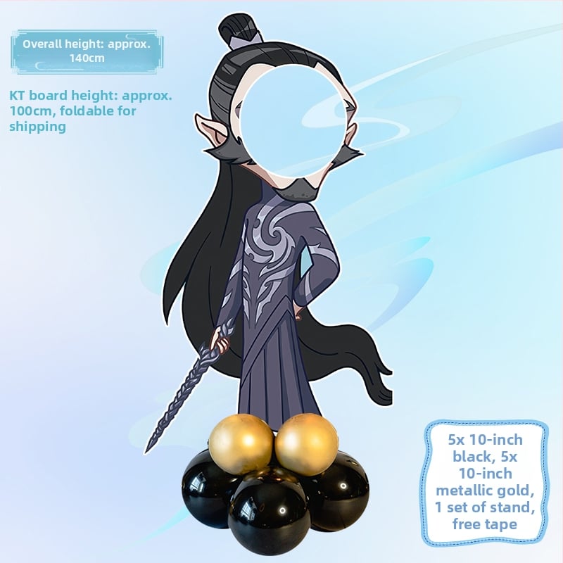 Decor de scenă pentru petrecerea de ziua de naștere cu Nezha, Ao Bing și Taiyi Zhenren – figurine pe plăci KT și baloane (Material: plastic; Import: Nu; IP: Nu; Destinat evenimentelor sportive)