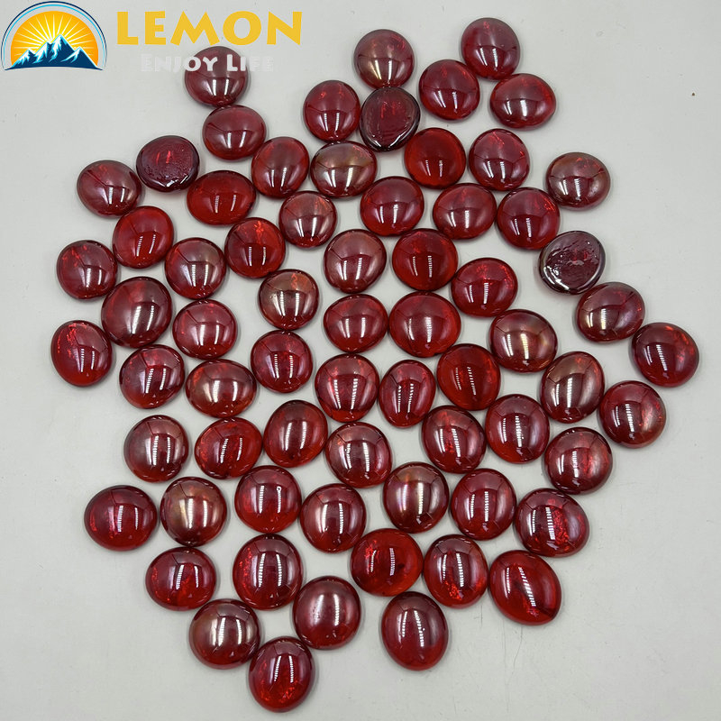 Plošne staklene perle, miješane boje, staklo soda-lime, lijevanje, bojana površina, za ukrase peći i mikro pejzaža u akvariju