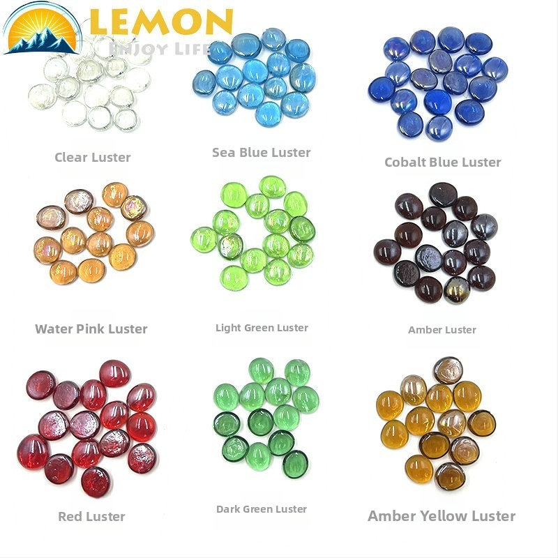 Plošne staklene perle, miješane boje, staklo soda-lime, lijevanje, bojana površina, za ukrase peći i mikro pejzaža u akvariju