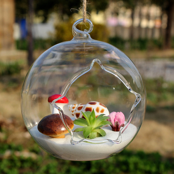 Ručna izduvana staklena viseća vaza s mikropejzažom mahovine za sukulente — DIY stolna dekoracija, pastoralni stil, otisnuto logo i mogućnost personalizacije