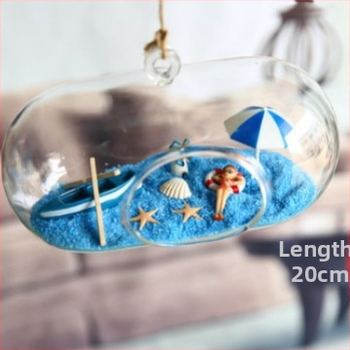 Ručna izduvana staklena viseća vaza s mikropejzažom mahovine za sukulente — DIY stolna dekoracija, pastoralni stil, otisnuto logo i mogućnost personalizacije