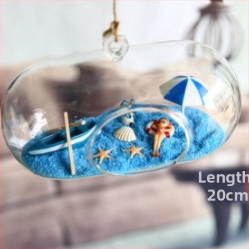 Ručna izduvana staklena viseća vaza s mikropejzažom mahovine za sukulente — DIY stolna dekoracija, pastoralni stil, otisnuto logo i mogućnost personalizacije