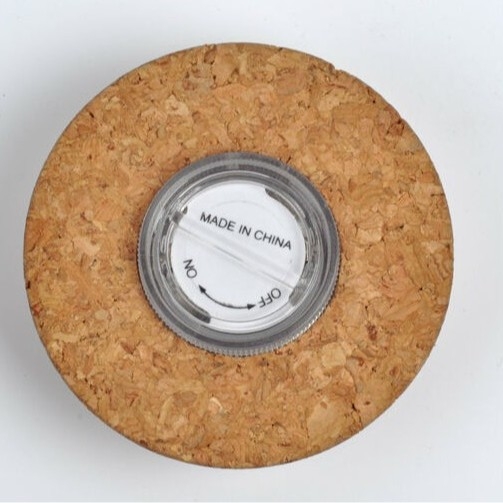 Staklena vaza s osvjetljenjem – visoko borosilikatno staklo, ručno puzano staklo, geometrijski dizajn, zatvoreni spremnik s plutenim čepom